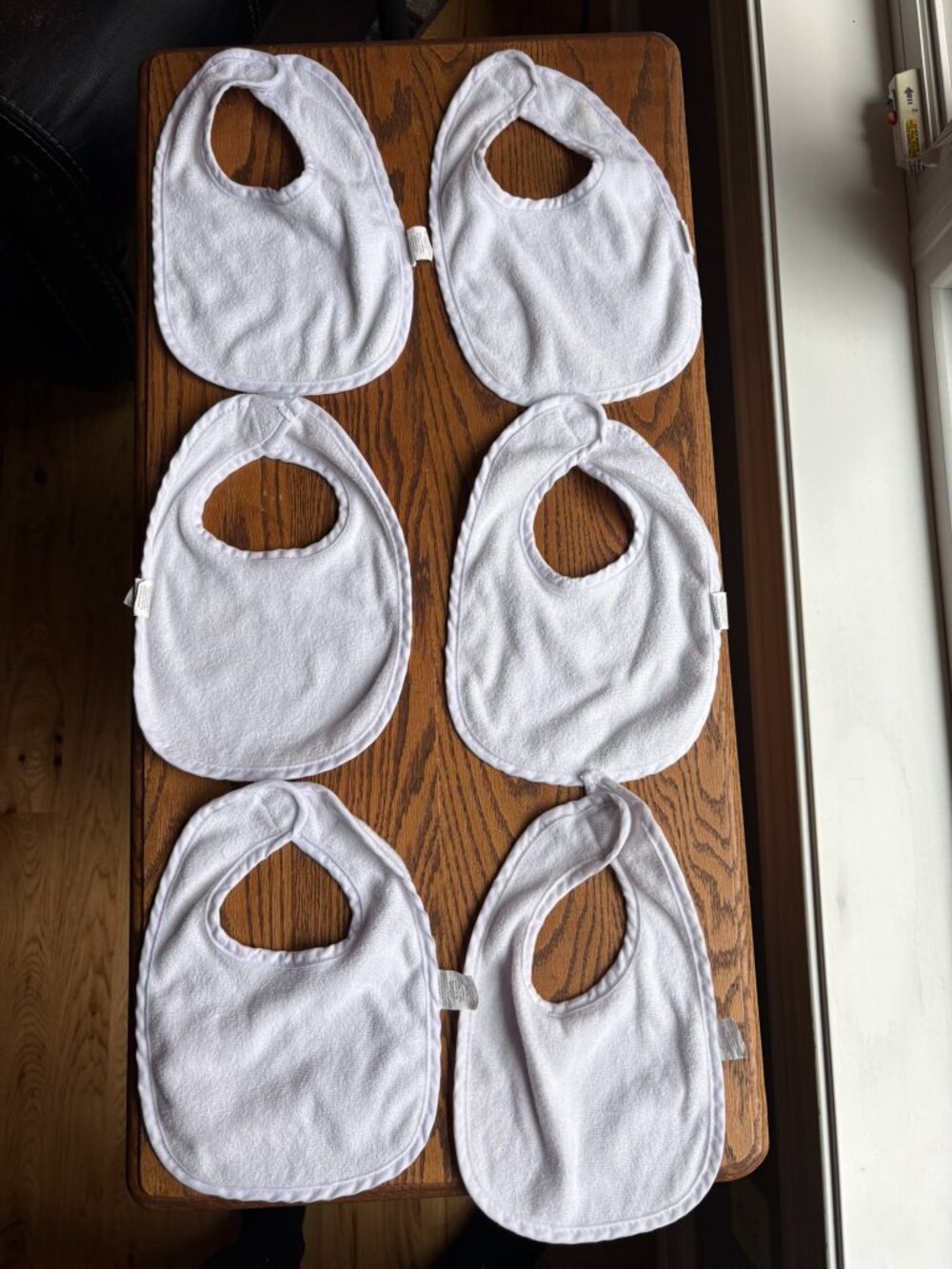 Luvable Friends set of six white terrycloth bibs